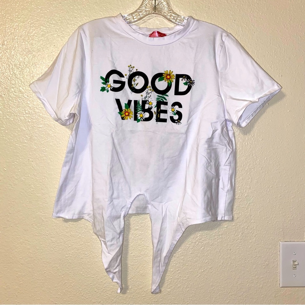 Good Vibes white crop top - XL